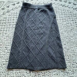 Vintage Gray Knit A-Line Skirt With Diamond Pattern Womens Size Small